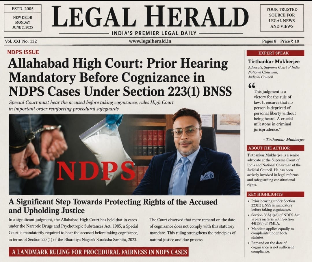 Legal publication and professional activity featuring Advocate Tirthankar Mukherjee