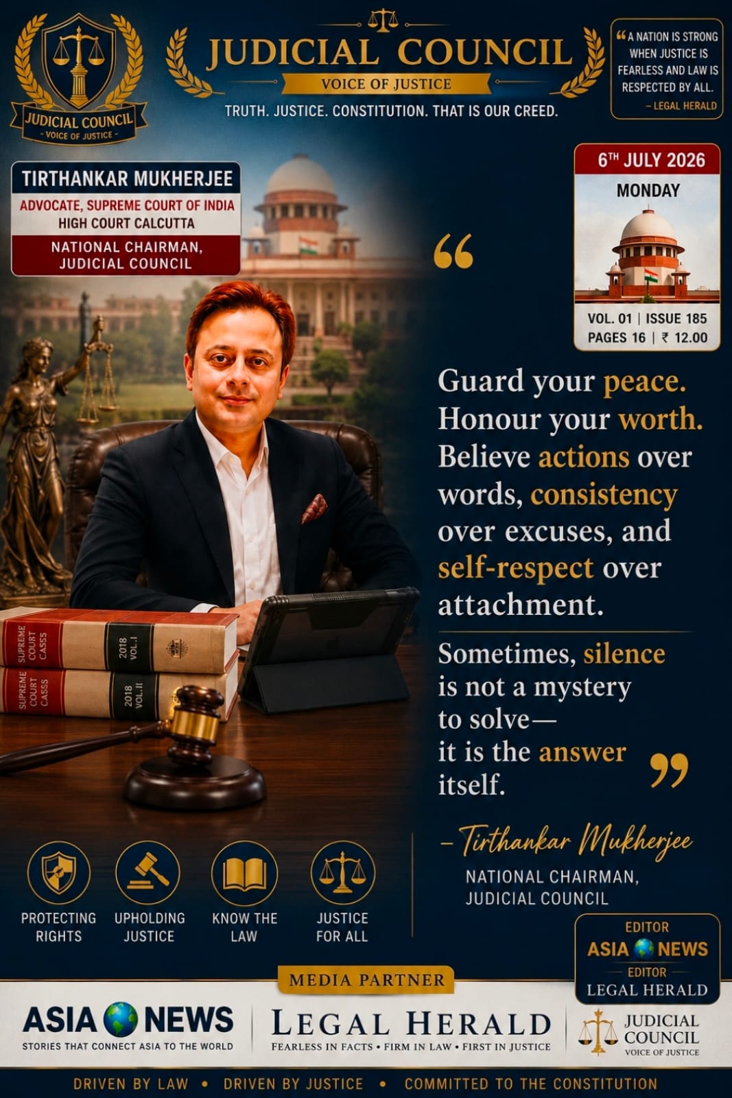 Legal publication and professional activity featuring Advocate Tirthankar Mukherjee
