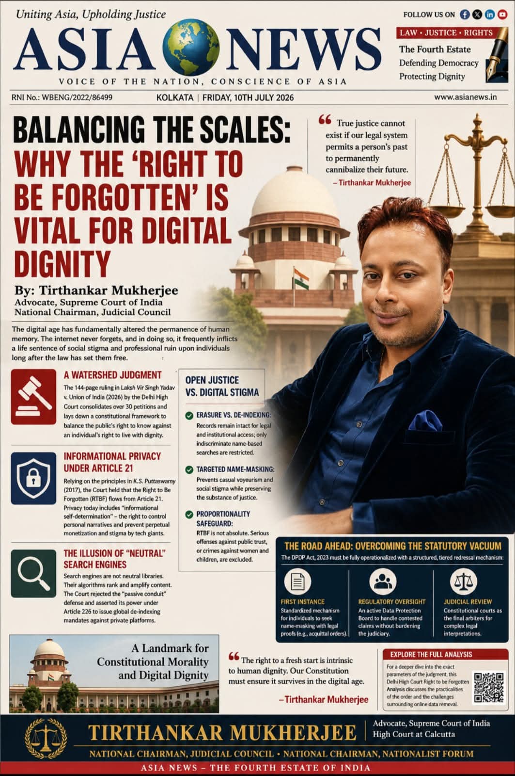 Legal publication and professional activity featuring Advocate Tirthankar Mukherjee