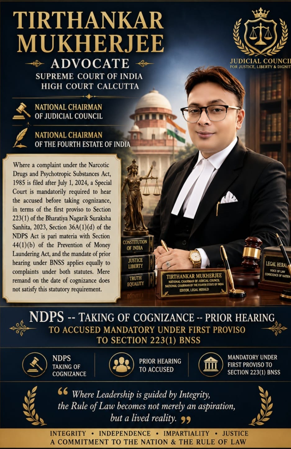 Legal publication and professional activity featuring Advocate Tirthankar Mukherjee